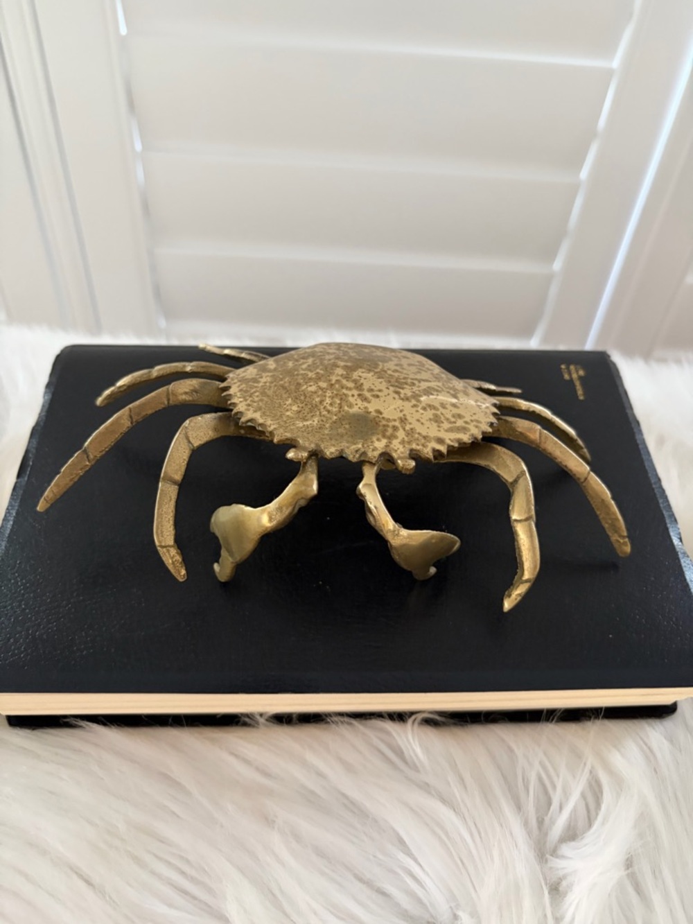 Brass Crab Figurine Decorative Accent - Gold